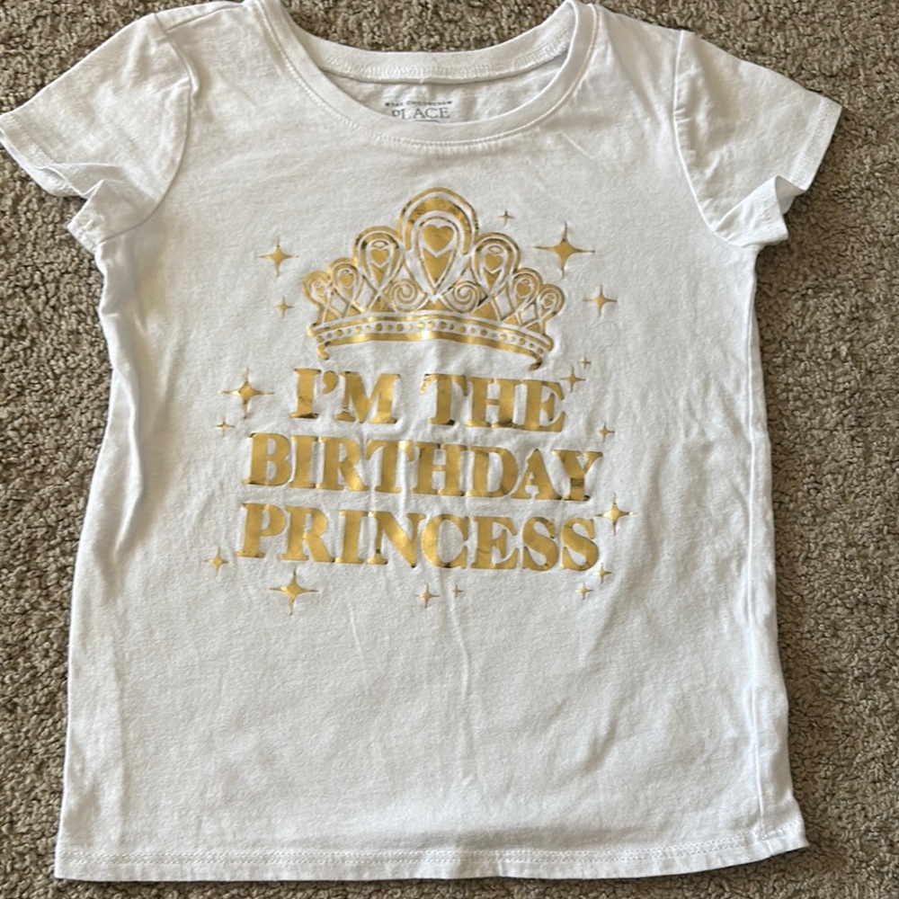 White Birthday Princess Girls T-Shirt Size 5T